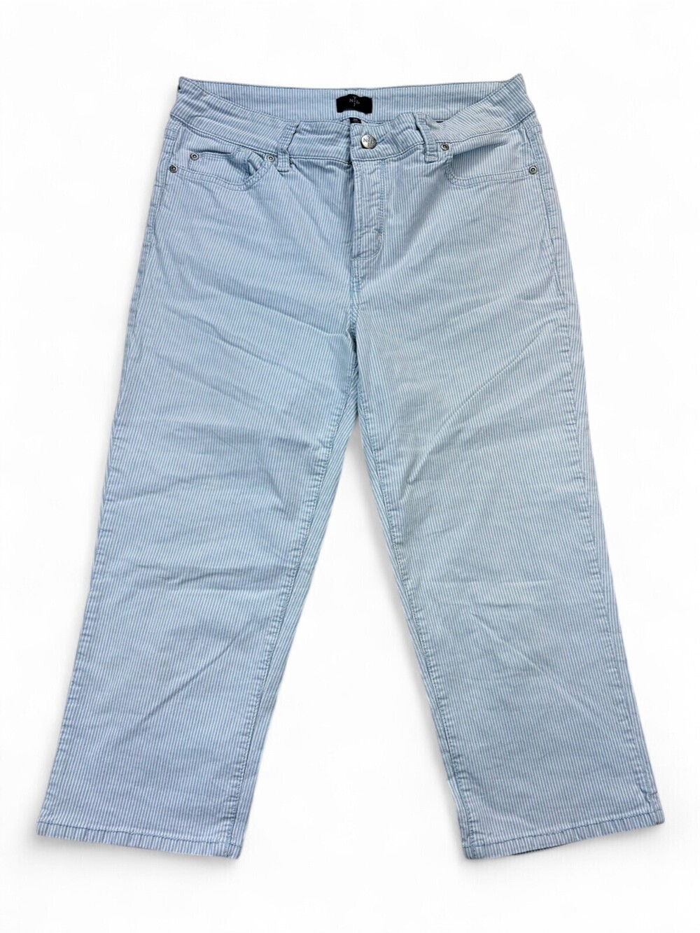 NYDJ Cropped Ankle Striped Pants Size 10 Blue & White